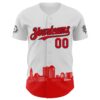 Custom White Fire Red-Black 3D Urban City Edition Sports Authentic Baseball Jersey