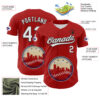 Custom Red White Blue Cream-Black 3D Urban City Edition Sports Authentic Baseball Jersey