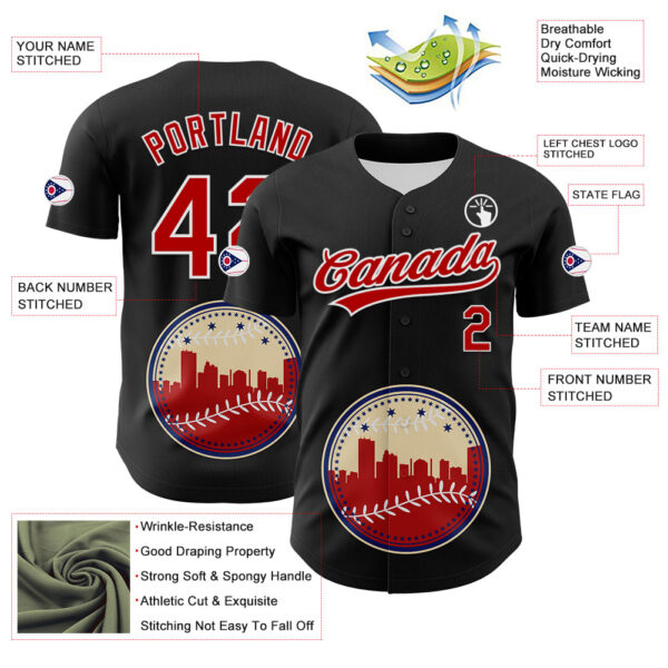 Custom Black Red Blue Cream-White 3D Urban City Edition Sports Authentic Baseball Jersey