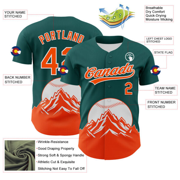 Custom Midnight Green Orange-White 3D Urban City Edition Sports Authentic Baseball Jersey