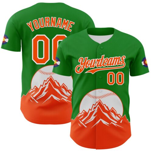 Custom Grass Green Orange-White 3D Urban City Edition Sports Authentic Baseball Jersey