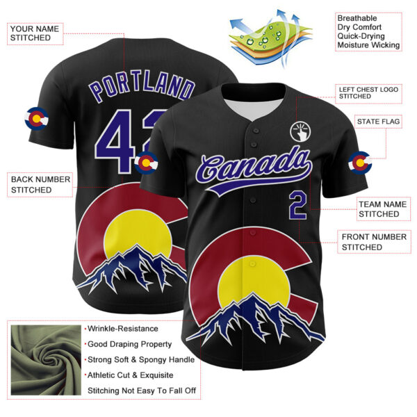 Custom Black Dark Purple Red Yellow Blue-White 3D Urban City Edition Sports Authentic Baseball Jersey