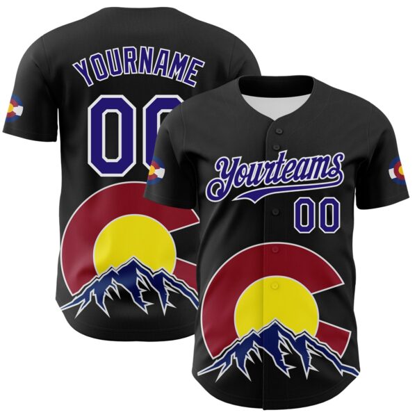 Custom Black Dark Purple Red Yellow Blue-White 3D Urban City Edition Sports Authentic Baseball Jersey
