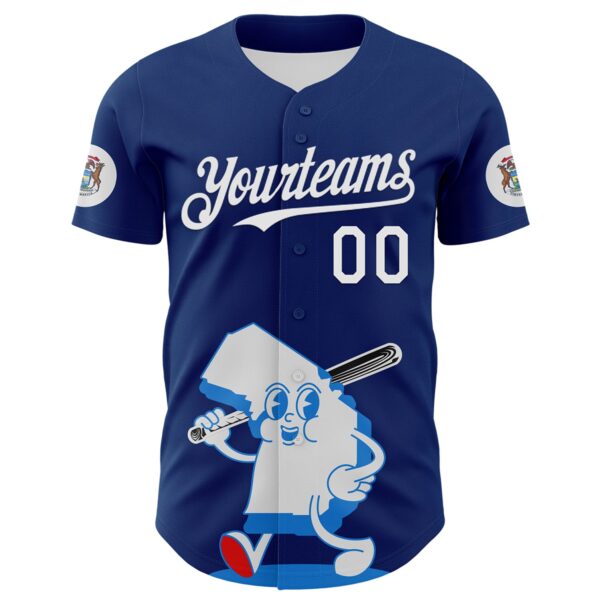 Custom Blue White-Red 3D Urban City Edition Sports Authentic Baseball Jersey