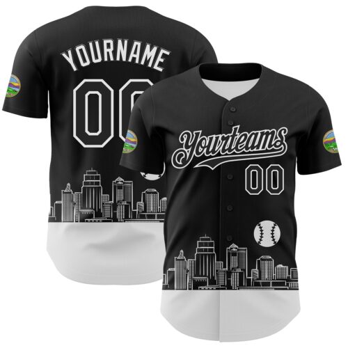 Custom Black White 3D Urban City Edition Sports Authentic Baseball Jersey