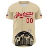 Custom Cream Red Black-White 3D Urban City Edition Sports Authentic Baseball Jersey