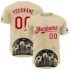 Custom Cream Red Black-White 3D Urban City Edition Sports Authentic Baseball Jersey