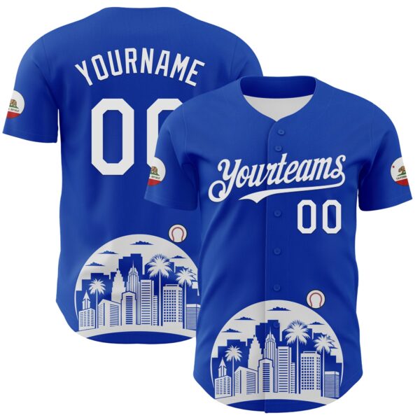 Custom Thunder Blue White-Black 3D Urban City Edition Sports Authentic Baseball Jersey