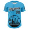 Custom Sky Blue Black-White 3D Urban City Edition Sports Authentic Baseball Jersey