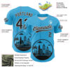 Custom Sky Blue Black-White 3D Urban City Edition Sports Authentic Baseball Jersey