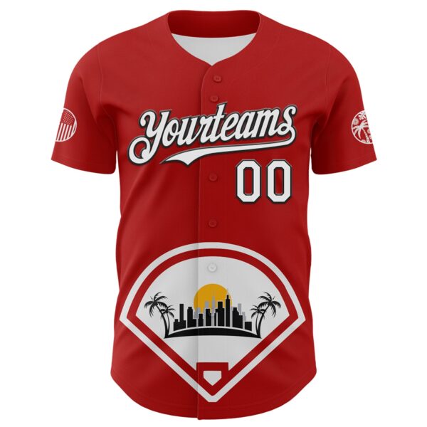 Custom Red White Gray Yellow-Black 3D Urban City Edition Sports Authentic Baseball Jersey