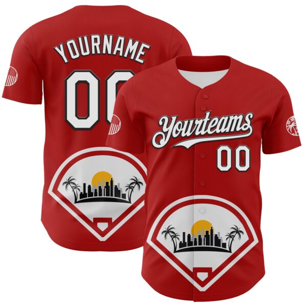 Custom Red White Gray Yellow-Black 3D Urban City Edition Sports Authentic Baseball Jersey