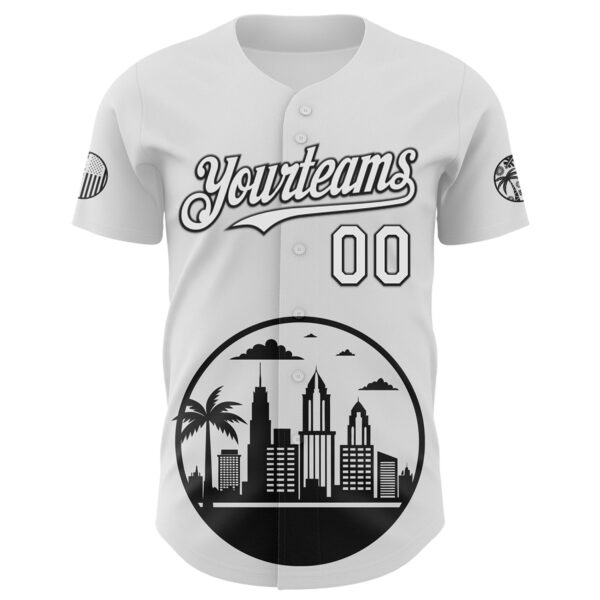 Custom White Black-Gray 3D Urban City Edition Sports Authentic Baseball Jersey