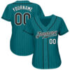 Custom Teal Black Pinstripe Black-White Authentic Baseball Jersey
