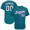 Custom Teal Purple Pinstripe White-Purple Authentic Baseball Jersey