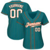 Custom Teal Orange Pinstripe White-Orange Authentic Baseball Jersey