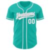 Custom Aqua White-Gray Authentic Baseball Jersey