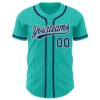 Custom Aqua White Pinstripe Navy Authentic Baseball Jersey