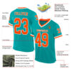 Custom Aqua Orange-White Mesh Authentic Throwback Football Jersey