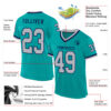 Custom Aqua Gray-Navy Mesh Authentic Throwback Football Jersey