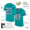 Aqua0236-1 Custom Aqua Gray-Navy Mesh Authentic Throwback Football Jersey