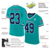 Custom Aqua Navy-White Mesh Authentic Throwback Football Jersey