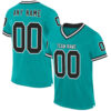 Custom Aqua Black-White Mesh Authentic Throwback Football Jersey