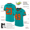 Custom Aqua Orange-Black Mesh Authentic Throwback Football Jersey