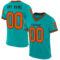 Aqua0242 Custom Aqua Orange-Black Mesh Authentic Throwback Football Jersey