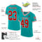 Aqua0243-1 Custom Aqua Red-White Mesh Authentic Throwback Football Jersey
