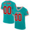 Aqua0243 Custom Aqua Red-White Mesh Authentic Throwback Football Jersey
