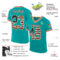 Aqua0244-1 Custom Aqua Vintage USA Flag Cream-Red Mesh Authentic Throwback Football Jersey
