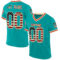 Aqua0244 Custom Aqua Vintage USA Flag Cream-Red Mesh Authentic Throwback Football Jersey