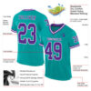 Custom Aqua Purple-White Mesh Authentic Throwback Football Jersey