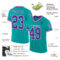 Aqua0245-1 Custom Aqua Purple-White Mesh Authentic Throwback Football Jersey