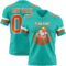 Aqua0304-1 Custom Aqua Orange-White Authentic Football Jersey