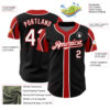 Custom Black White-Red 3 Colors Arm Shapes Authentic Baseball Jersey