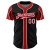 Custom Black Gray-Red 3 Colors Arm Shapes Authentic Baseball Jersey