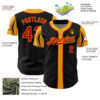 Custom Black Red-Gold 3 Colors Arm Shapes Authentic Baseball Jersey