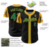Custom Black Kelly Green-Gold 3 Colors Arm Shapes Authentic Baseball Jersey
