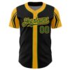 Custom Black Green-Gold 3 Colors Arm Shapes Authentic Baseball Jersey