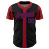 Custom Black Royal-Red 3 Colors Arm Shapes Authentic Baseball Jersey