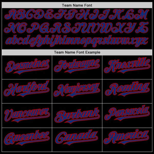 Custom Black Royal-Red 3 Colors Arm Shapes Authentic Baseball Jersey