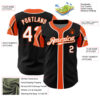 Custom Black White-Orange 3 Colors Arm Shapes Authentic Baseball Jersey