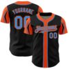 Custom Black Electric Blue-Orange 3 Colors Arm Shapes Authentic Baseball Jersey