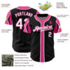 Custom Black White-Pink 3 Colors Arm Shapes Authentic Baseball Jersey