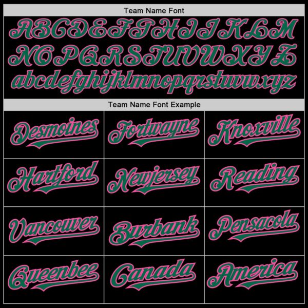 Custom Black Kelly Green-Pink 3 Colors Arm Shapes Authentic Baseball Jersey