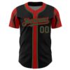 Custom Black Kelly Green-Red 3 Colors Arm Shapes Authentic Baseball Jersey