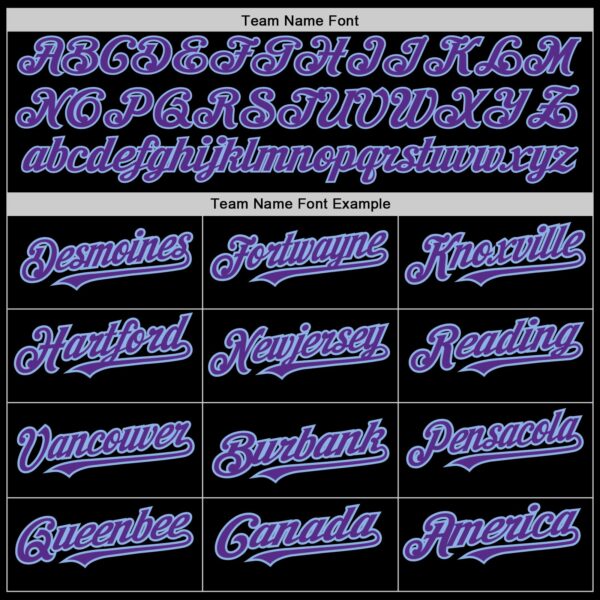 Custom Black Purple-Light Blue 3 Colors Arm Shapes Authentic Baseball Jersey