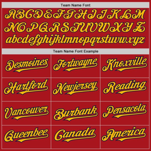 Custom Red Gold-Navy 3 Colors Arm Shapes Authentic Baseball Jersey